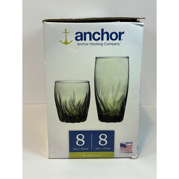 Anchor Hocking Central Park 16pc Glass Drinkware Set Tumblers & Rocks Clear - Picture 4 of 16